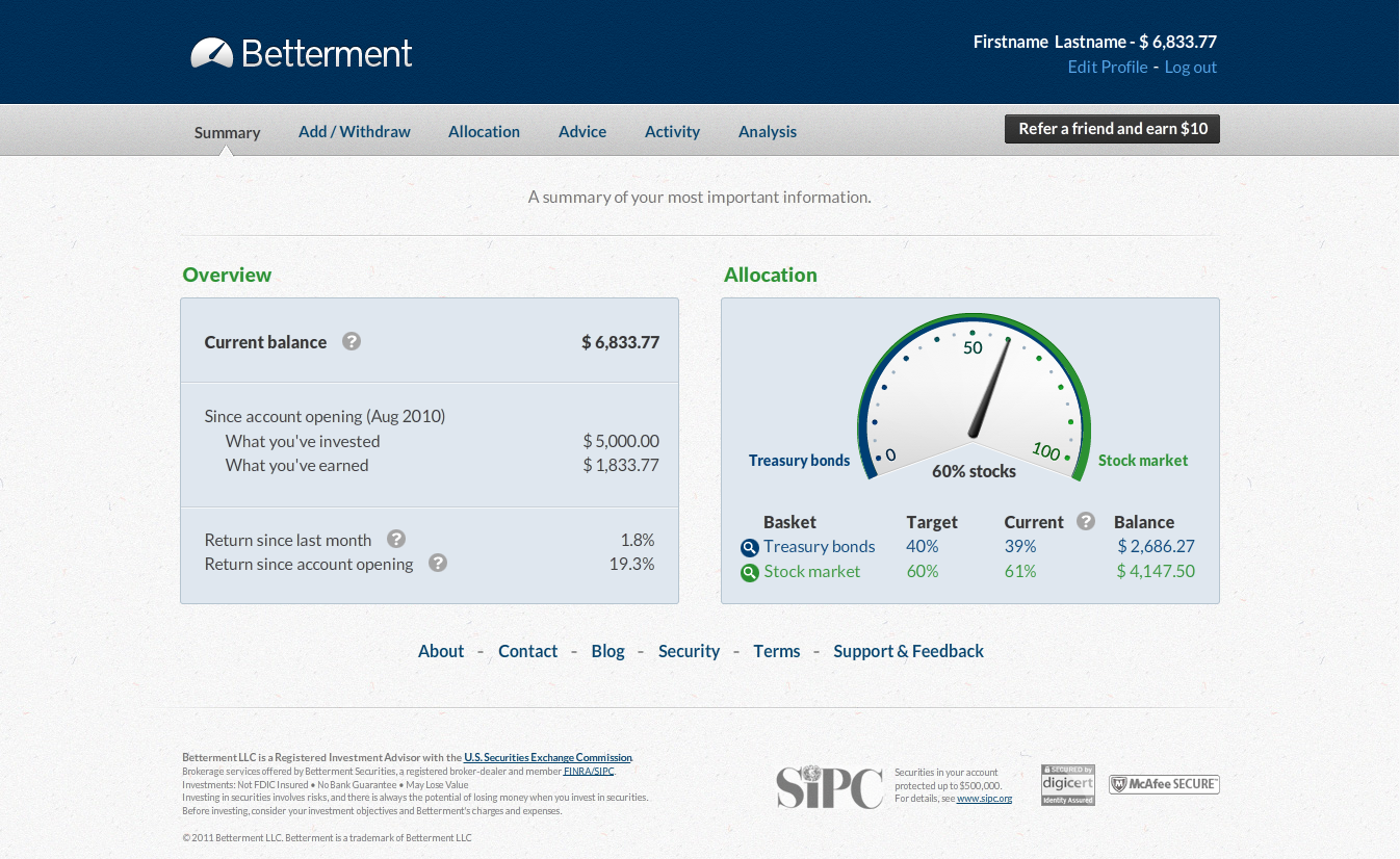 Betterment Screenshot